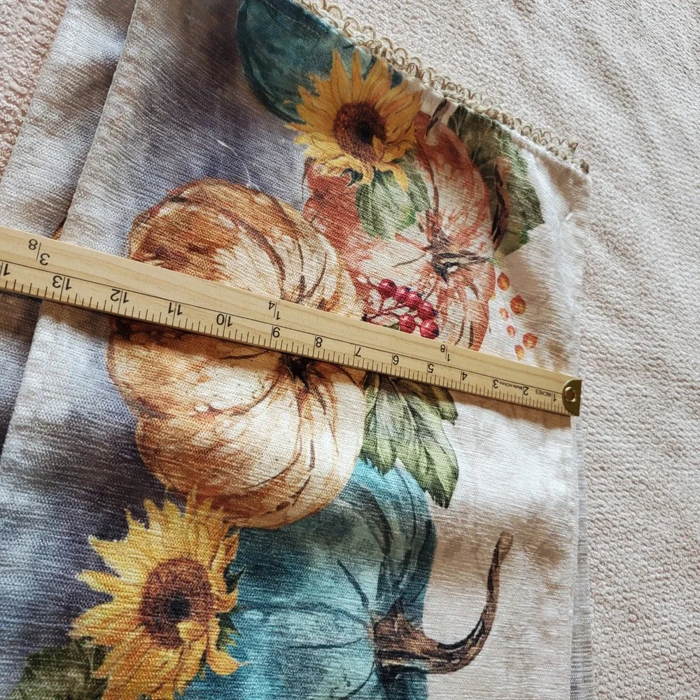 Tahari Home Fall Pumpkin Sunflower 4 Table mats 13x19 Jute Fringe Trim Farmhouse